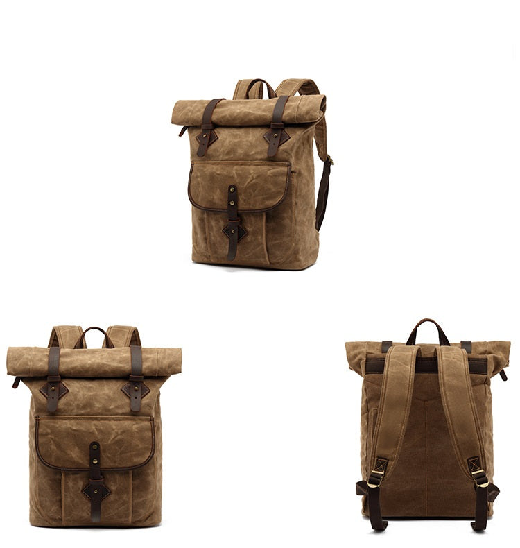 Waxed Canvas Roll Top Rucksack