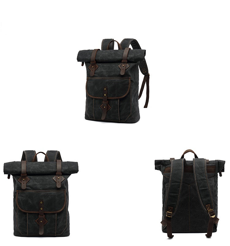 Waxed Canvas Roll Top Rucksack