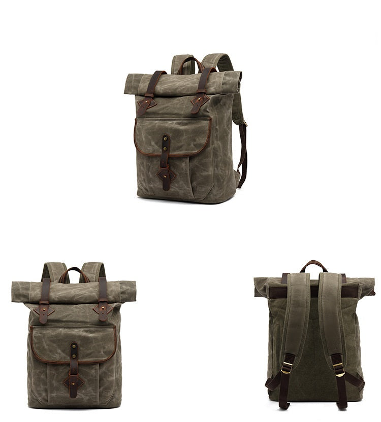 Waxed Canvas Roll Top Rucksack