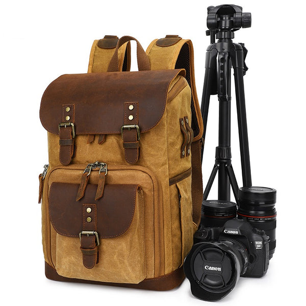 Waxed Camera Backpack