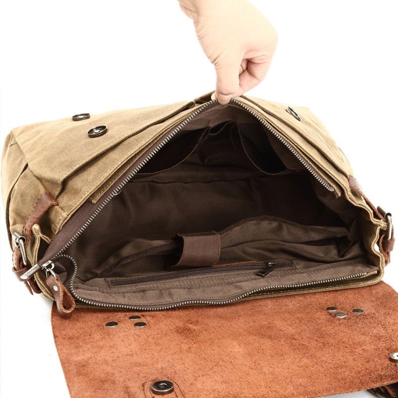 Waxed Canvas Laptop Messenger Bag