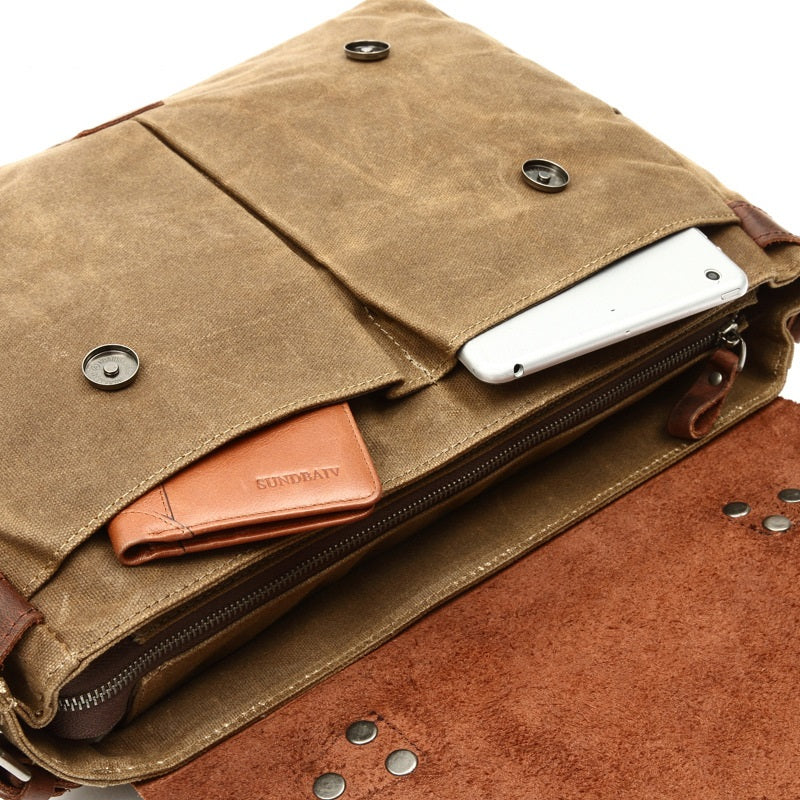 Waxed Canvas Laptop Messenger Bag