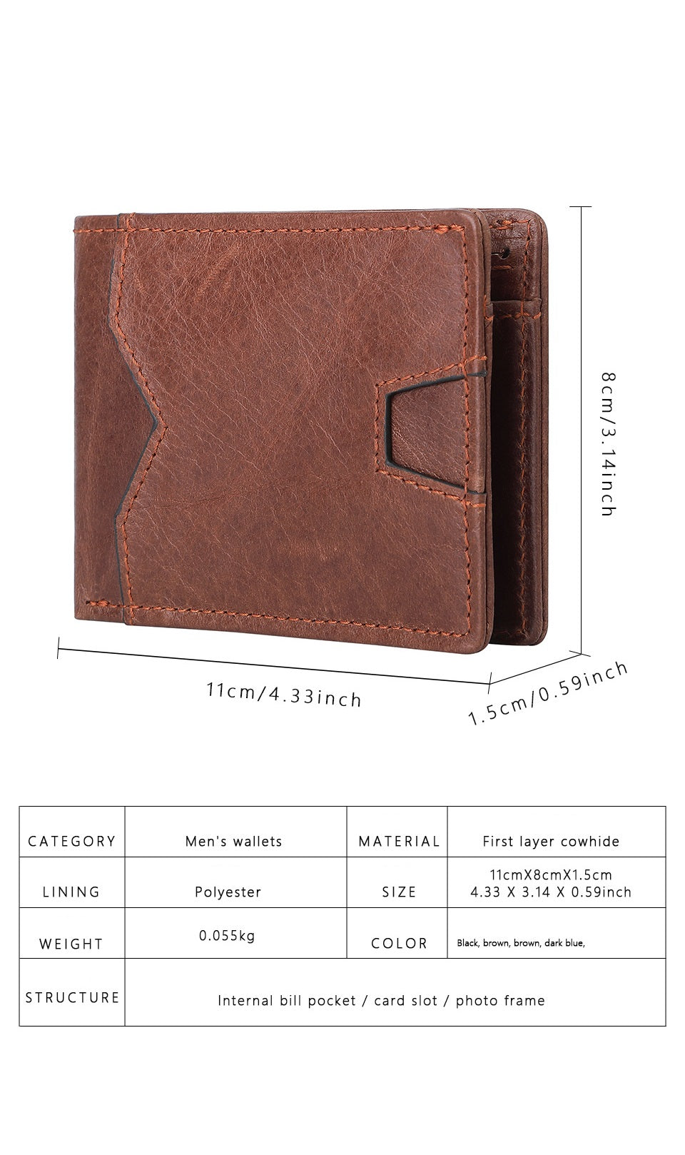 Mens Slim Bifold Leather Wallet