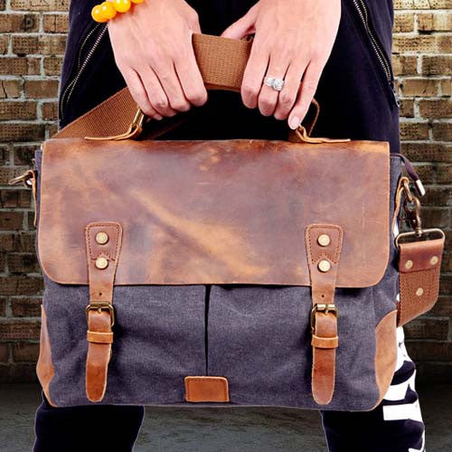 Canvas Leather Messenger Bag